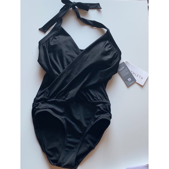 NWT Athleta Wrap One Piece Swimsuit Black 32B/C - Picture 3 of 8